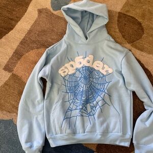 Sp5der rhinde stone hoodie sky blue